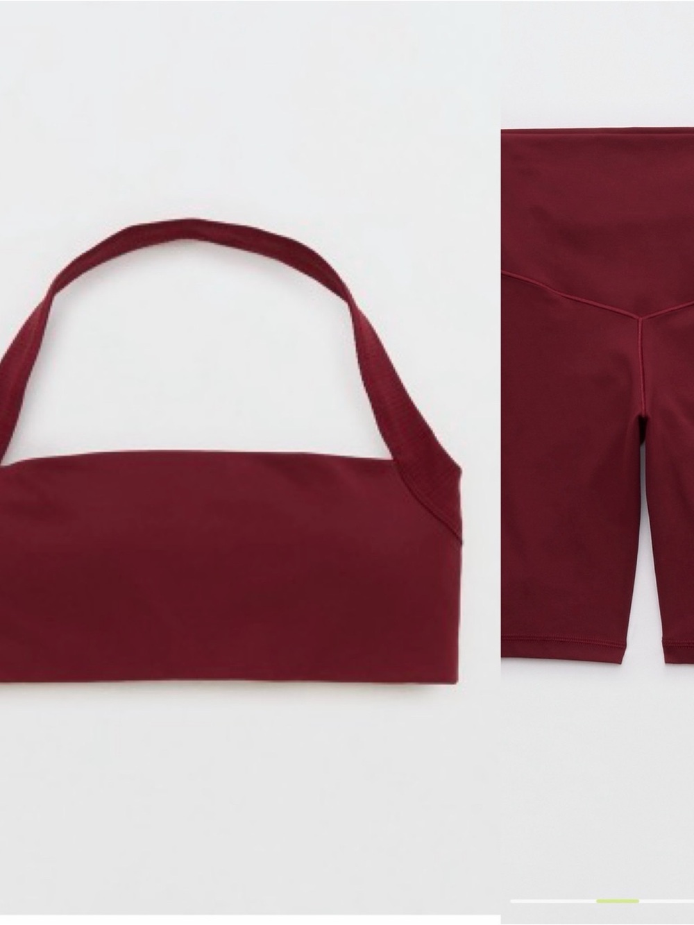 Aerie High-Rise Burgundy Women’s Xtra sports bra halter and bike shorts set
